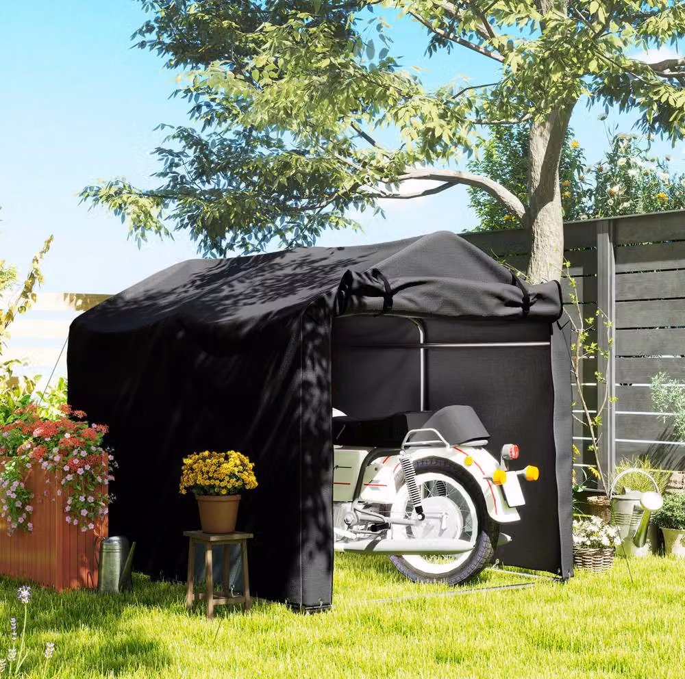 STILVORA Garden Storage Shed with Roll-up Door, Black – 2