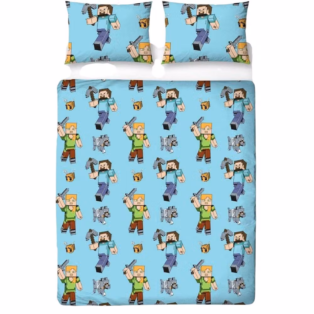 Minecraft Reversible Duvet Cover and Pillowcase Set, Multicolour, W: 140 cm, L: 200 cm – 2