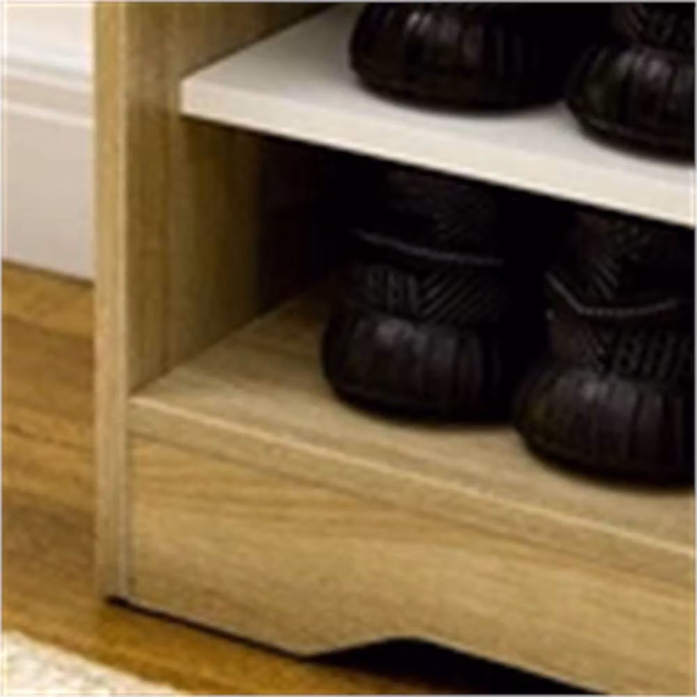 SPETLEK Shoe Storage Organizer Cabinet with Double Doors and Open Shelves in Natural and Beige, W/D/H: 80 x 30 x 80 cm – 3