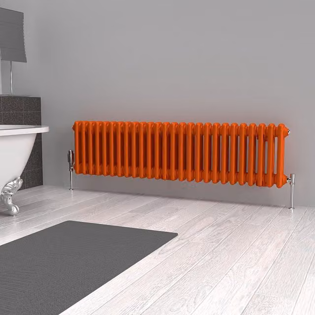Lux Heat Horizontal Column Radiator in Sunburst Orange, W/H: 30 x 119 cm
