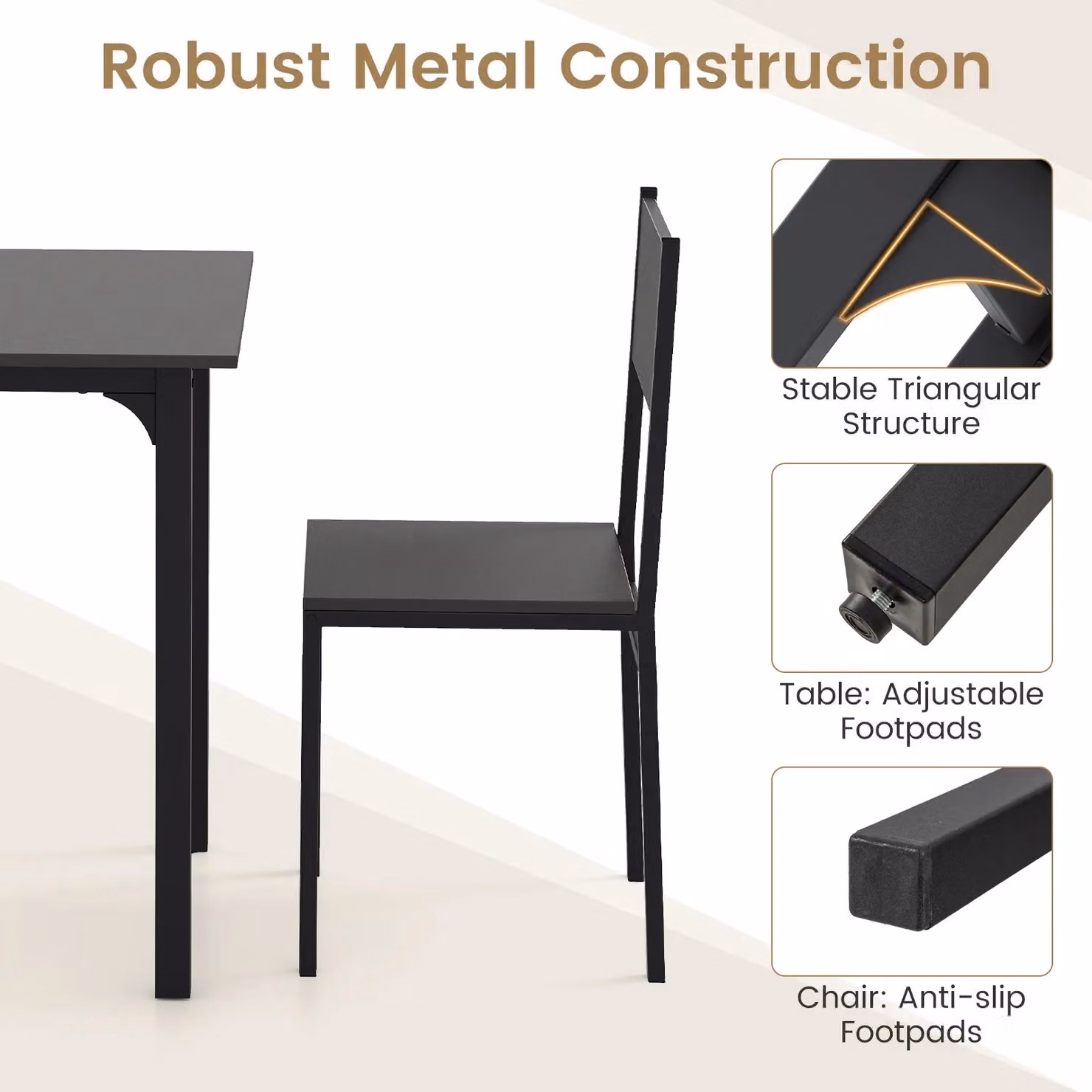 Costway 5-Piece Industrial Dining Set with Rectangular Wood Table and 4 Chairs in Grey and Black – 5