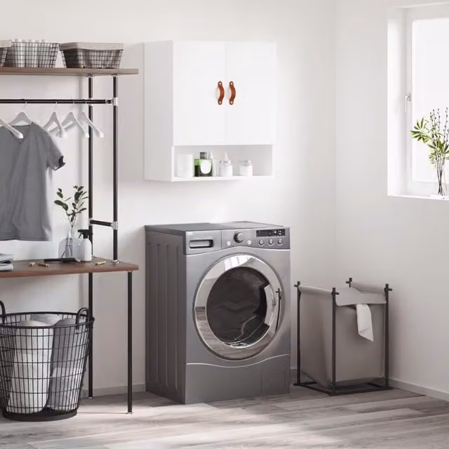 Berkfield Home White Wall Mounted Cabinet with Hinged Doors and Internal Shelves, W/D/H: 60 x 31 x 70 cm