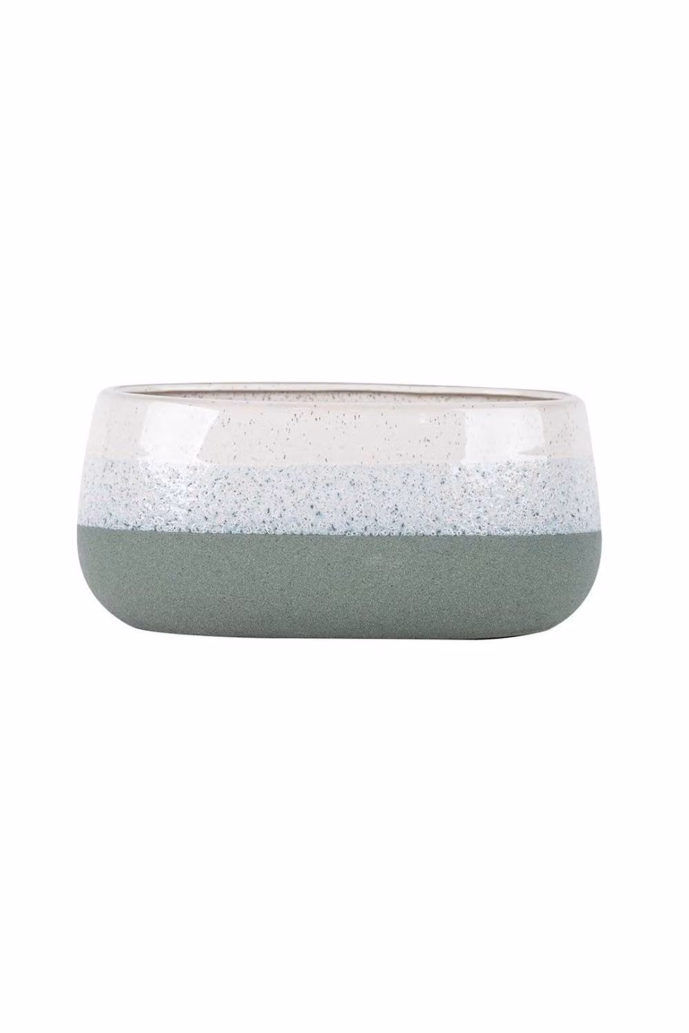 KDMD Hortus Green and White Bordeaux Ceramic Stoneware Pot, H 13 cm x Dia 26 cm – 2