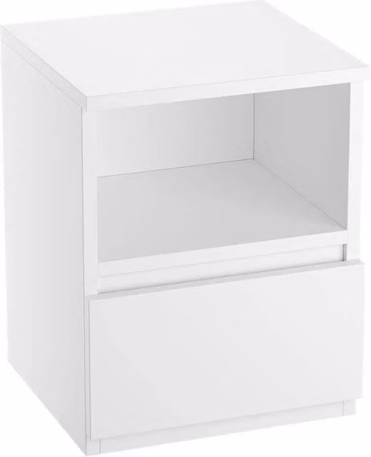PAWNORA White 1 Drawer Bedside Nightstand and Storage Cabinet in Warm White W/D/H: 100 x 100 x 100 cm