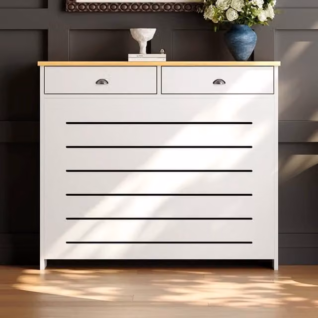 Temprazo White MDF Radiator Cover with Drawers