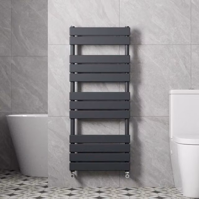 KORVIXA Grey Steel Wall Mounted Bathroom Heated Towel Rail Radiator, W/D/H: 52 x 52 x 100 cm – 1