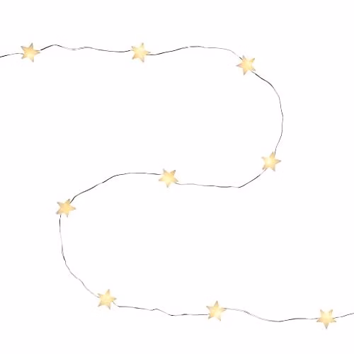 Lights4fun Outdoor Star Battery Fairy Lights with 50 Warm White Micro LEDs and Timer, Silver and White – 2
