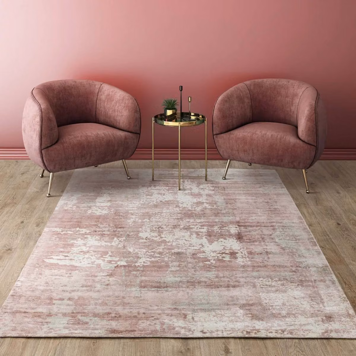 The Rug Shop UK Pink Abstract Viscose Area Rug, W: 240 cm, D: 340 cm – 2