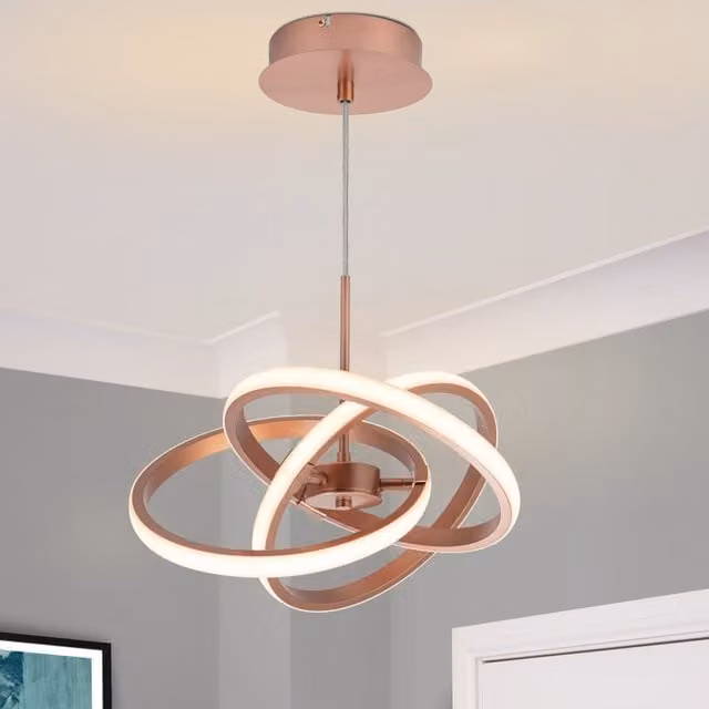 COSYLYTE Ridgley 3 Ring LED Suspended Pendant Light in Copper