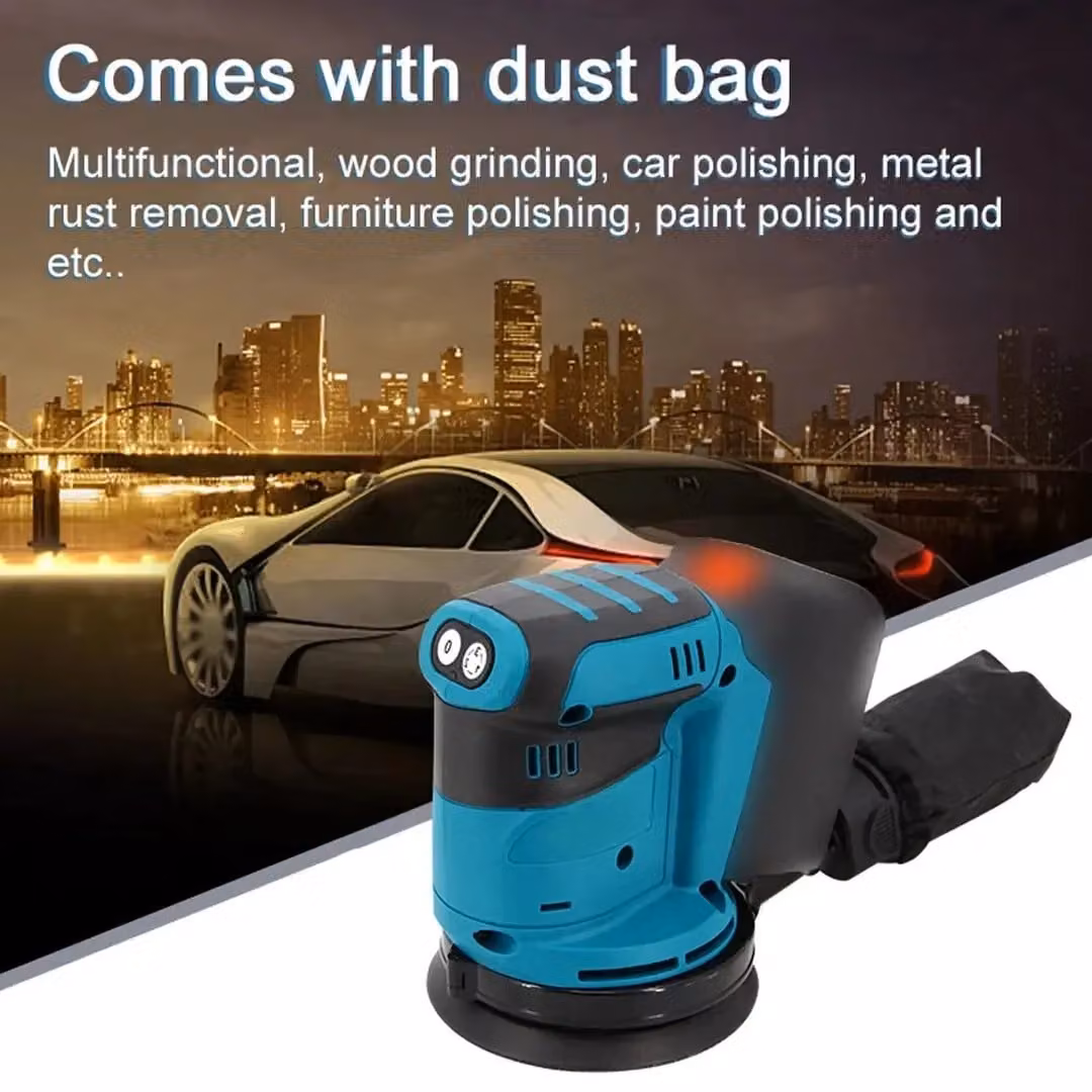 VOGREX 18V Cordless Orbital Sander with Dust Bag and Discs, Blue – 5