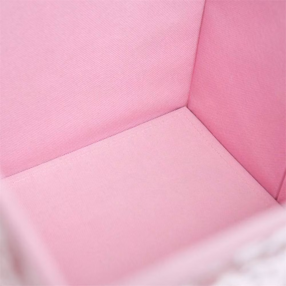 SPETLEK Pink Velvet Foldable Storage Cube Set of 4 with Handles – 2