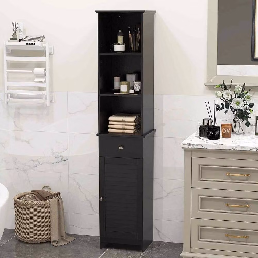 Kelvenix Modern Black Matt Freestanding Bathroom and Kitchen Storage Cabinet, Height: 164 cm – 3