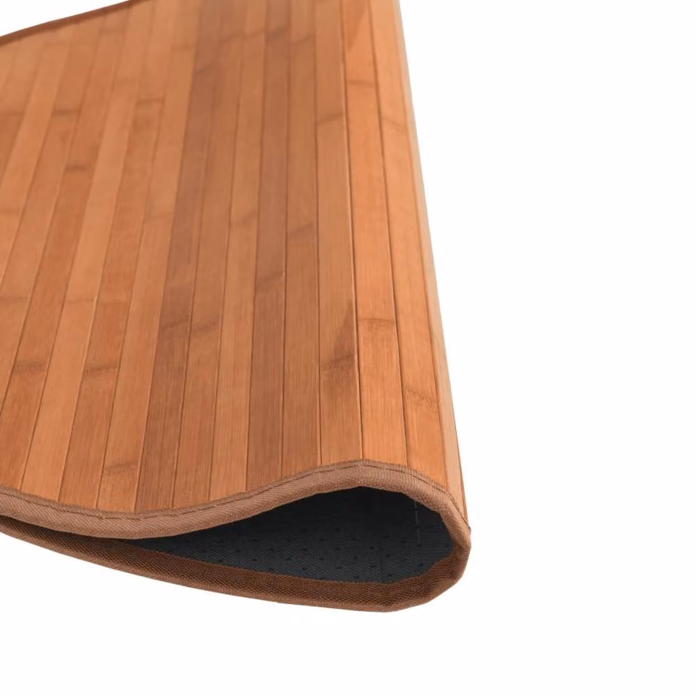 Berkfield Home Round Bamboo Rug in Brown, Diameter: 100 cm – 2