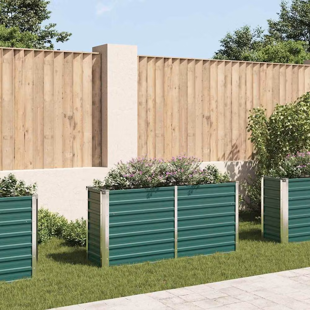Berkfield Home Garden Galvanised Steel Raised Bed in Green, W/D/H: 160 x 40 x 77 cm – 2