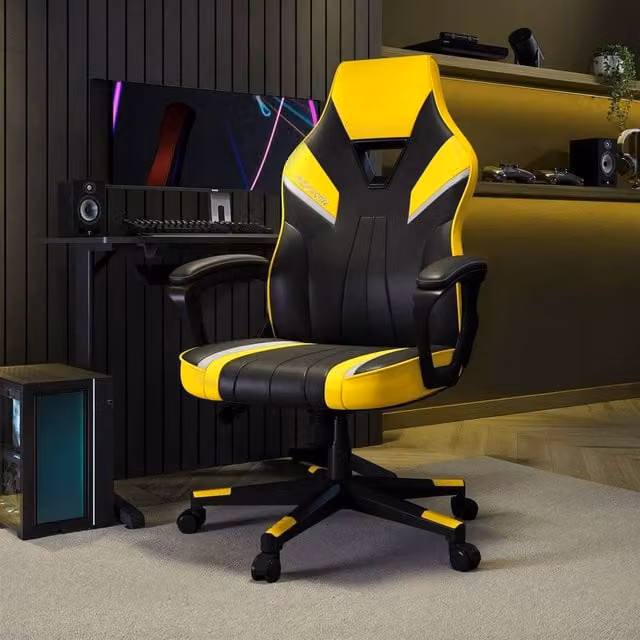 X Rocker Tempest Ergonomic Gaming Chair in Yellow Synthetic Leather