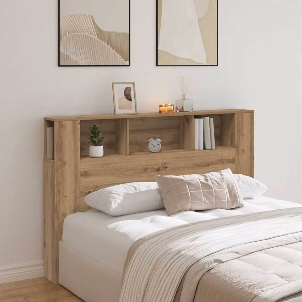 Berkfield Home Artisan Oak Headboard Cabinet in Brown, W: 160 cm, D: 18.5 cm, H: 103.5 cm – 2