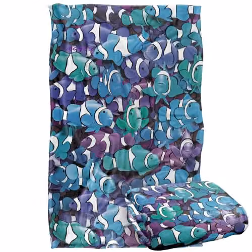 JQ Licensing Royce Mcclure Grape Clown Fish Pattern Super Soft Fleece Throw Blanket, Multicolour, W: 91 cm, D: 147 cm
