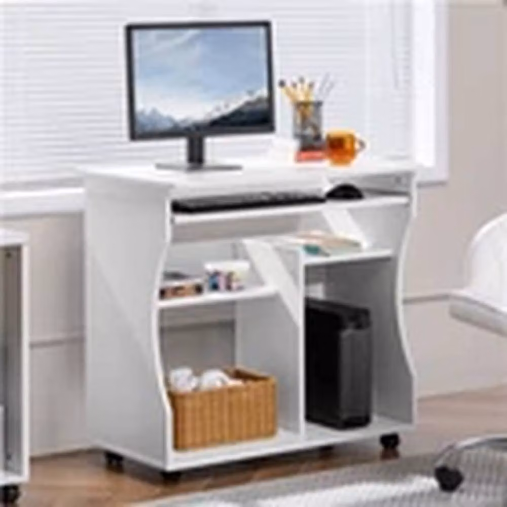 EONLION White Modern Rectangular Computer Desk with Castors for Home Office – 3