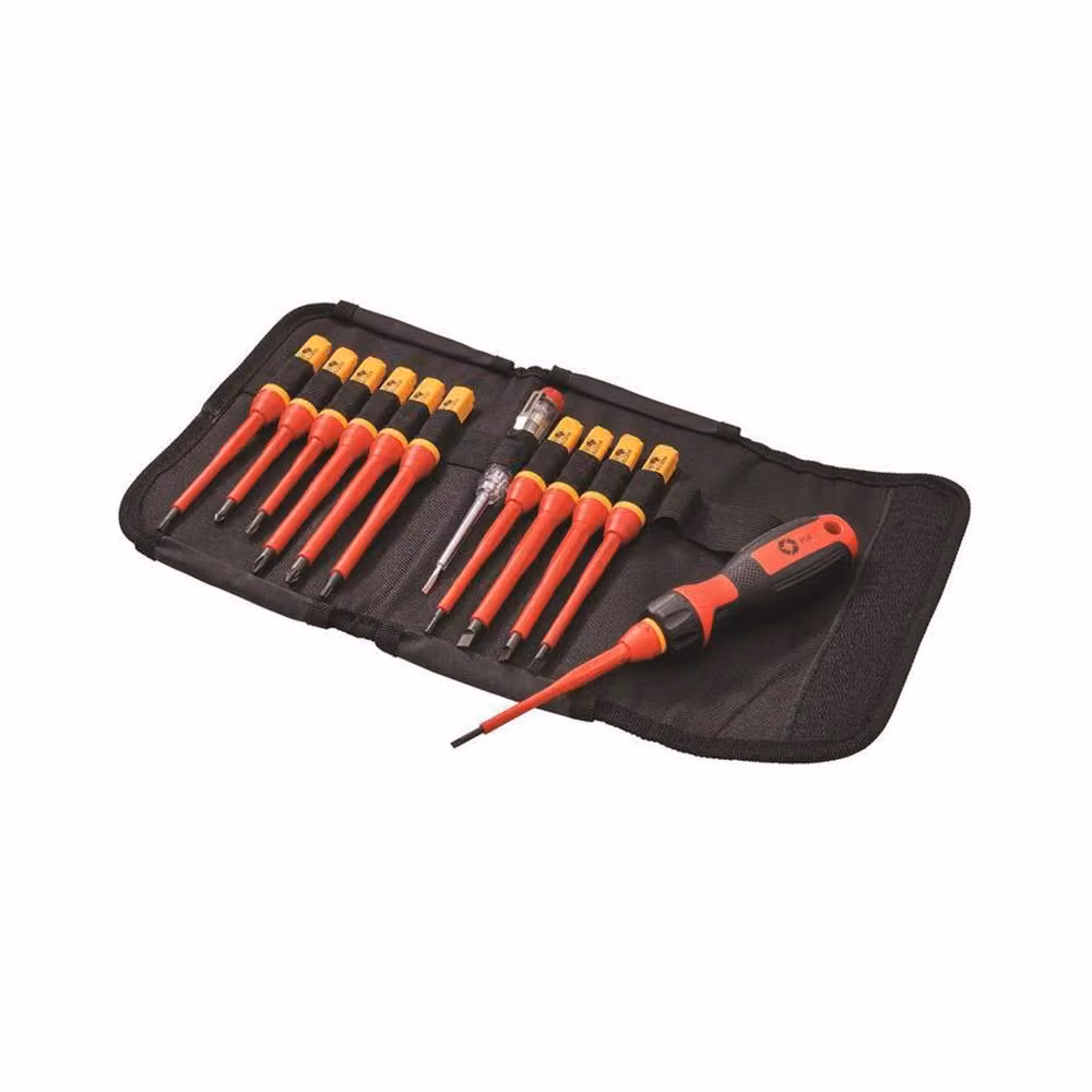Faithfull 13 Piece Quick Change VDE Screwdriver Set with Storage Wallet in Red – 7