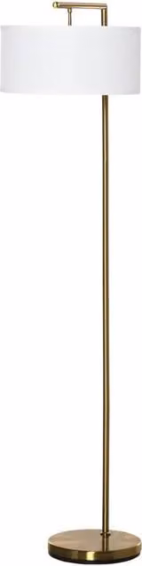 HOMCOM Modern Tall Floor Lamp with White Fabric Cylinder Shade and Gold/Brass Metal Base, E27 Holder, Height: 153 cm – 1