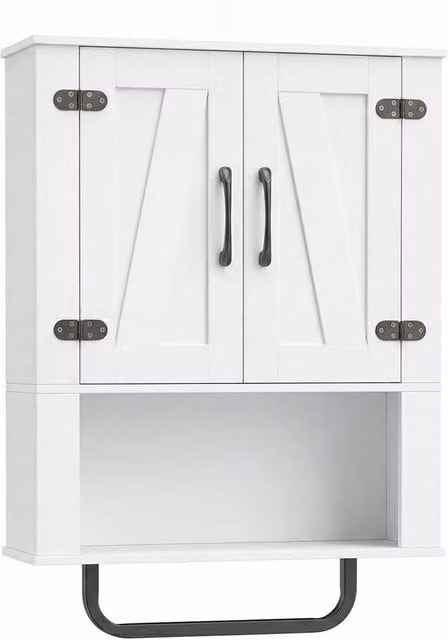 FORGEVIO 3-Tier Wooden Bathroom and Kitchen Wall Storage Cabinet in White