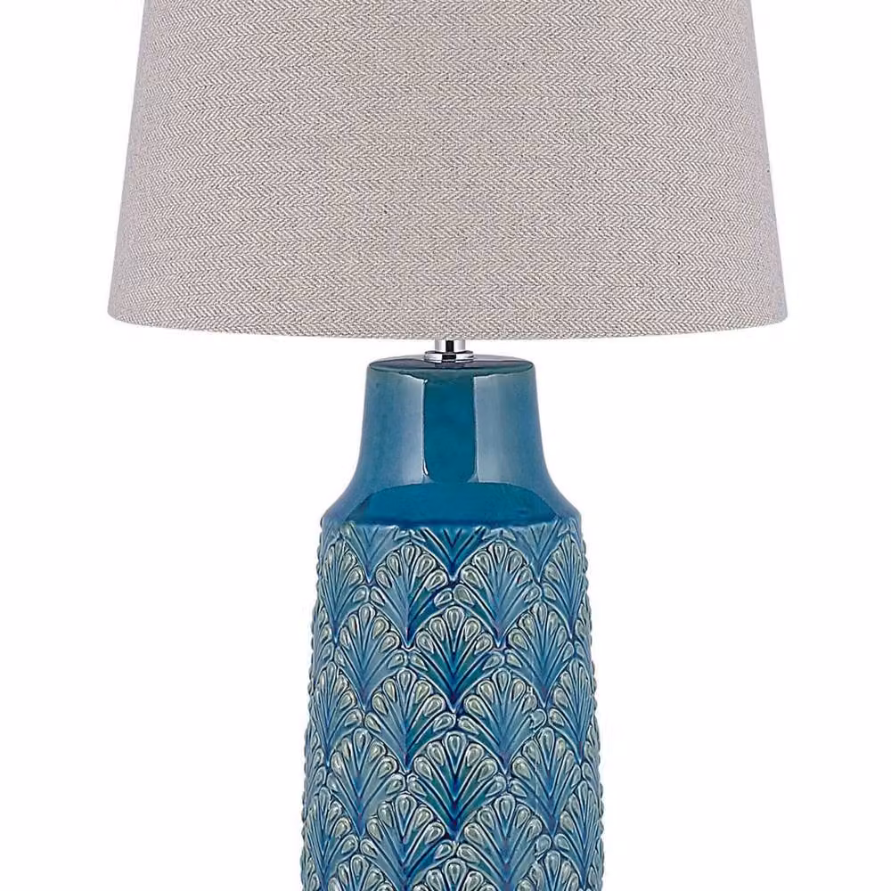 Wyld and Coco Blue and Grey Leaf Ceramic Bedside Lamp, Height: 55 cm – 2