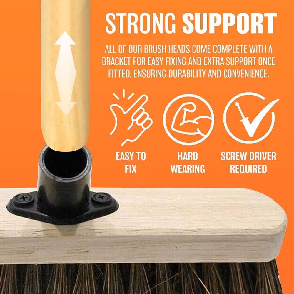 BARGAINS-GALORE Brown Wooden Broom Head for Garden and Yard Sweeping, 25.4 cm – 5