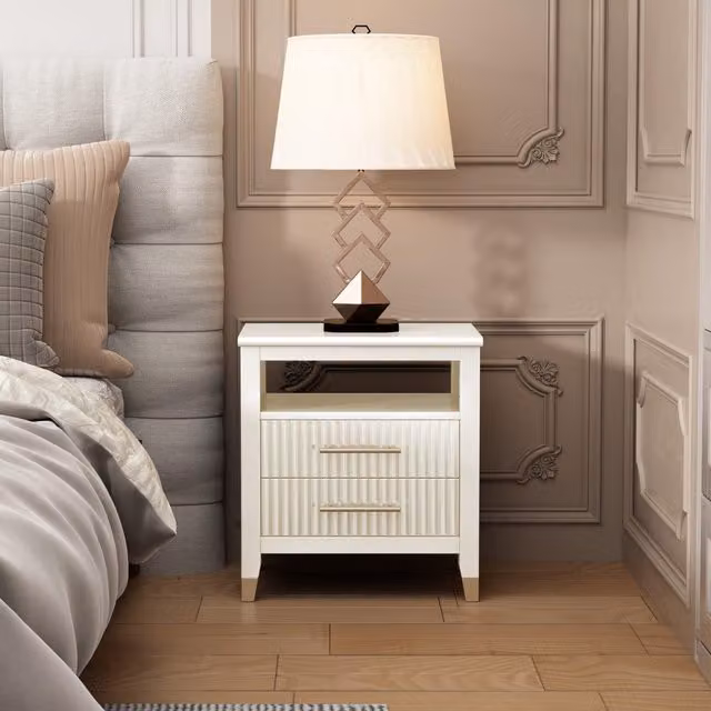 Cabinet Bits Biasi Modern 2 Drawer Bedside Table in White