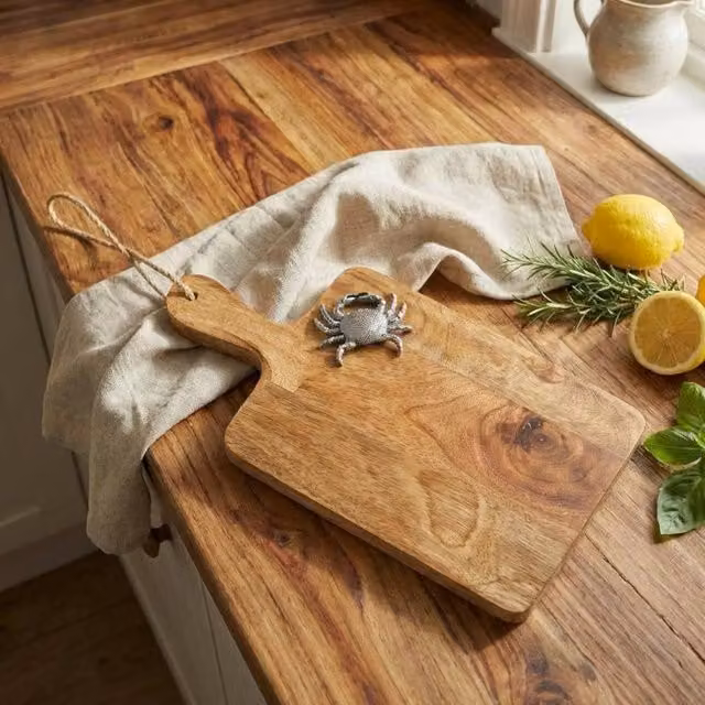 Garden Greatness Wooden Crab Serving Board in Brown and Multicolour