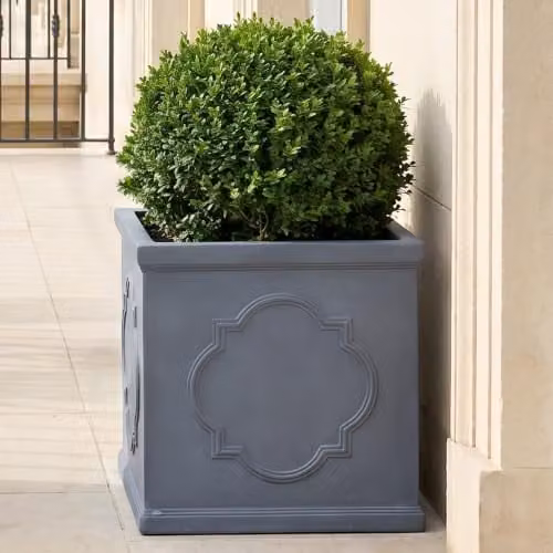 Idealist Grey Reinforced Stone Square Garden Planter, 45 x 45 cm