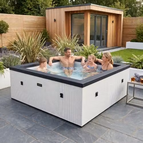 Summer Waves Wave Garda 4 Person Eco Foam Hot Tub in Pebble White with 70 BubbleJet Massages and WiFi App Control – 2