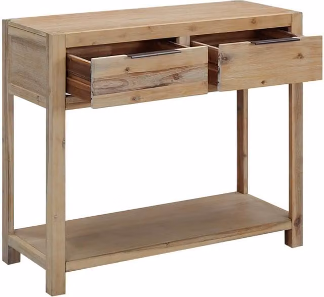 Berkfield Home Rustic Solid Acacia Wood Console Table in Brown, W: 82 cm, D: 33 cm, H: 73 cm