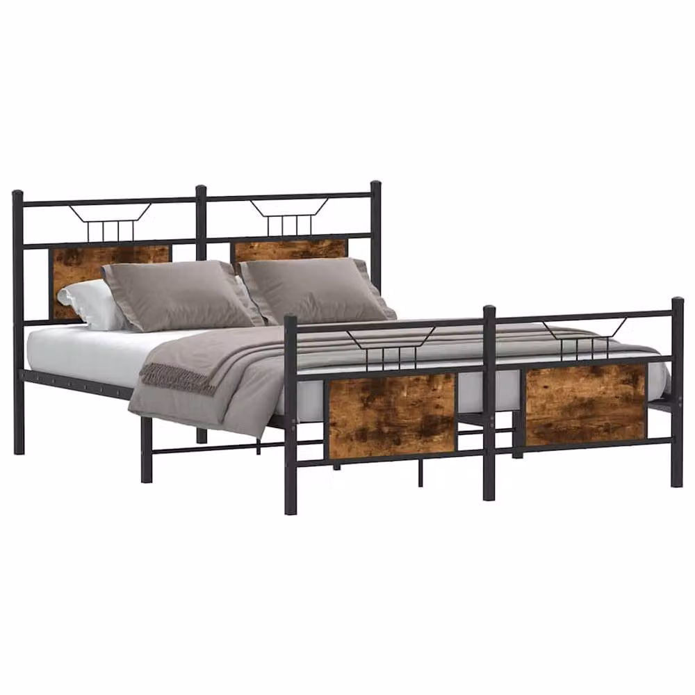 Berkfield Home Smoked Oak Bed Frame in Brown, Engineered Wood, W/D/H: 140 x 200 cm – 3