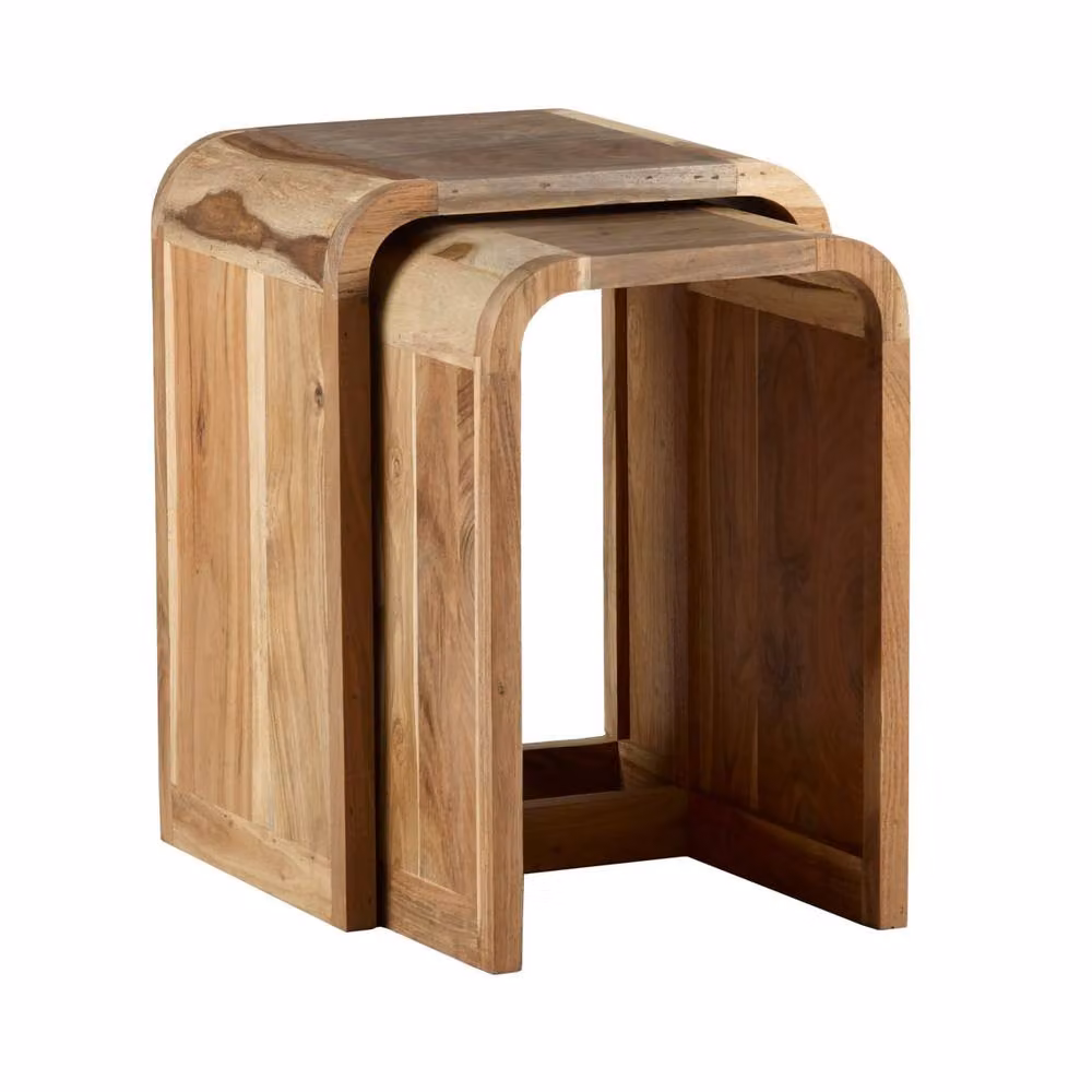 Wyld Haus Los Angeles Reclaimed Wood Nesting Tables Set of 2 in Brown – 3