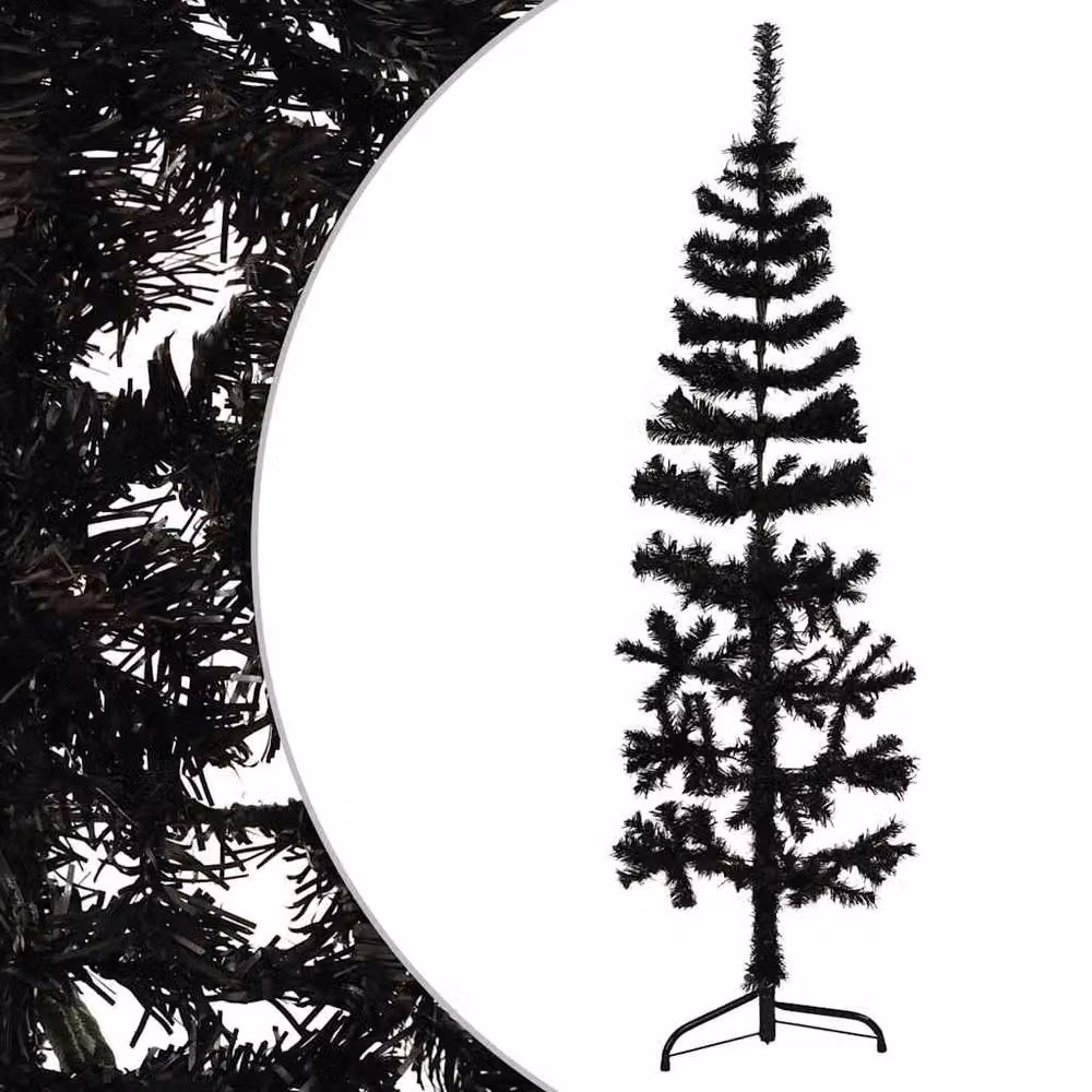 Berkfield Home Slim Artificial Half Christmas Tree with Stand, Black, Height: 120 cm – 3