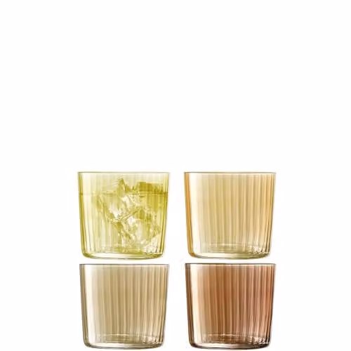LSA International Gems Amber Striped Glass Tumbler, Set of 4, 310ml – 1