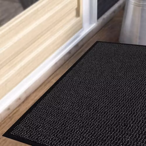 KAV Non-Slip Washable Dirt Trapper Door Mat, Black, Pack of 2, W: 40 cm, D: 60 cm – 9