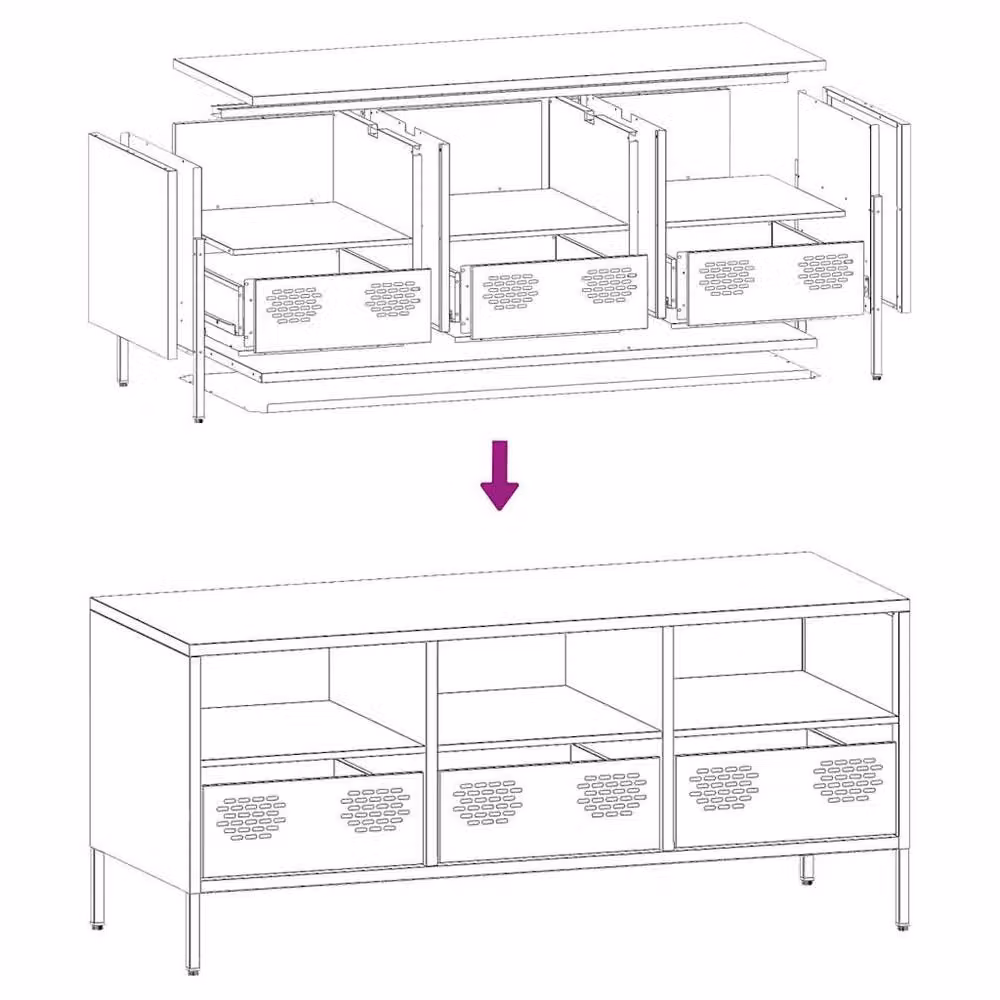 Berkfield Home Industrial TV Cabinet in Anthracite Grey, Cold-rolled Steel, W/D/H: 101.5 x 39 x 43.5 cm – 5