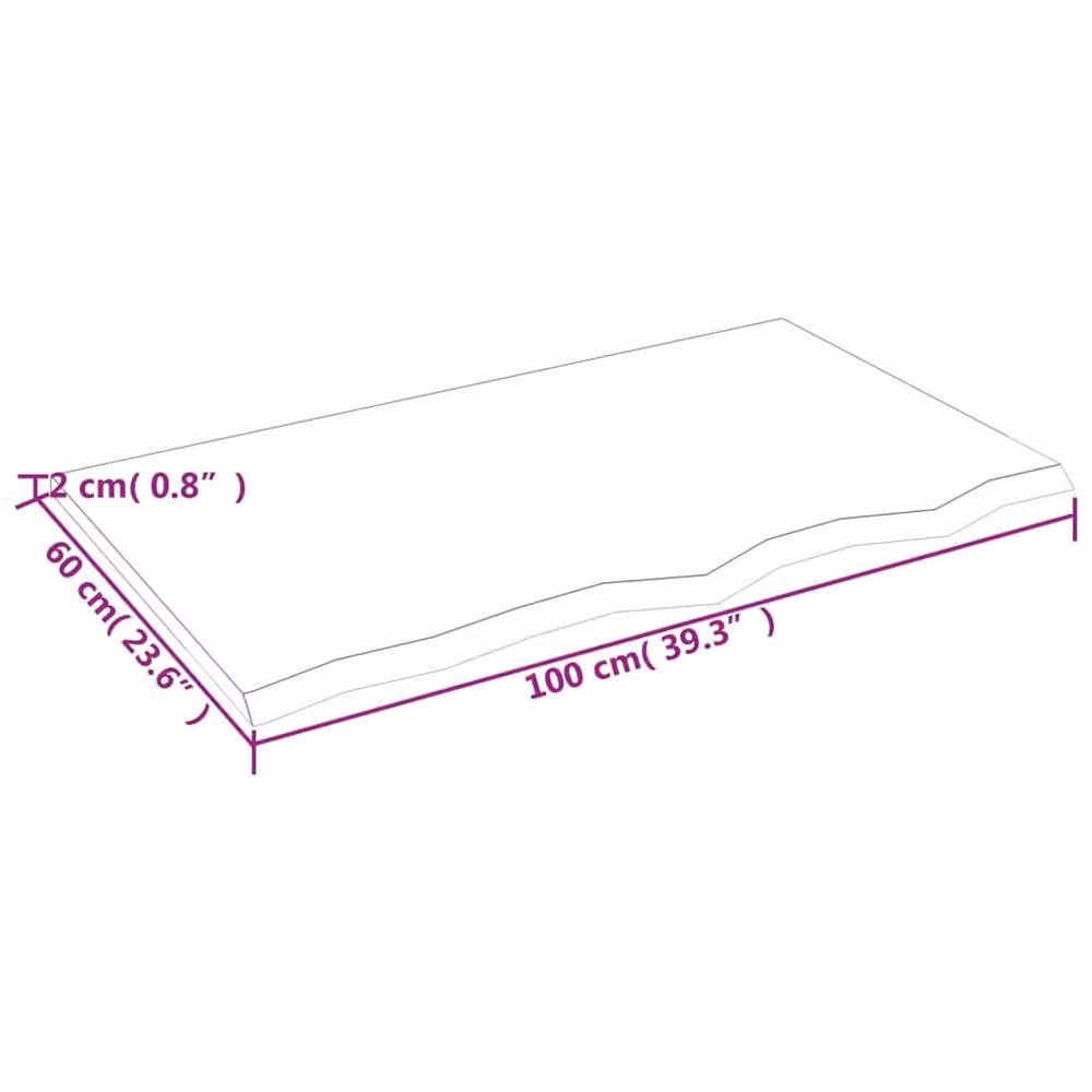 Berkfield Home Dark Grey Treated Solid Wood Oak Table Top W: 100 cm, D: 60 cm, H: 2 cm – 6