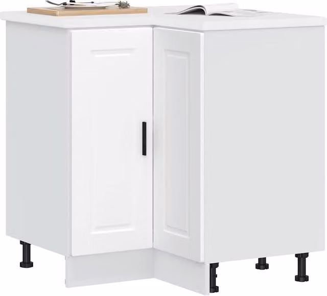 Berkfield Home Porto White Matt Engineered Wood Kitchen Corner Base Cabinet