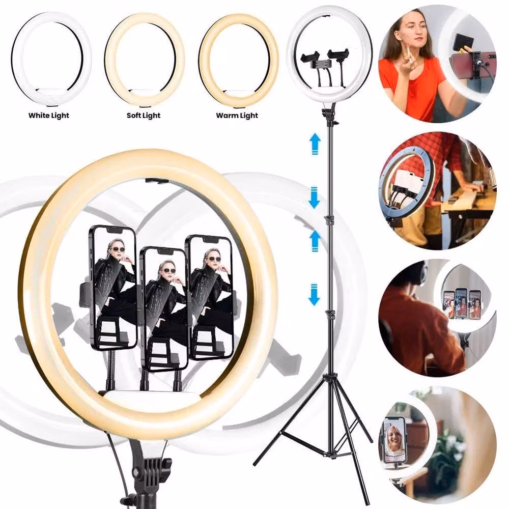 Nordara 14in LED Ring Light with Tripod Stand and Phone Holder in Black – 2