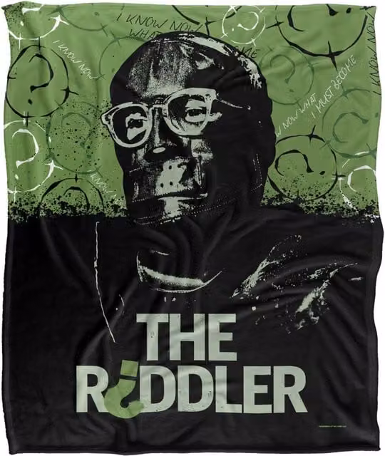 Batman The Riddler (2022) Super Soft Silky Touch Throw Blanket, White, W: 152 cm, D: 127 cm – 1