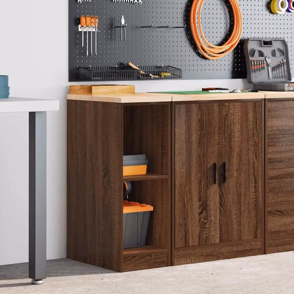 Berkfield Home Garage Storage Cabinet in Brown Oak, Solid Wood Pine, W/D/H: 30 x 51 x 85 cm – 3