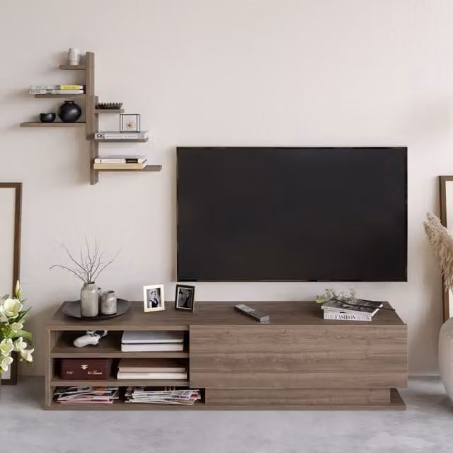 Decorotika Lina Modern TV Unit in Brown Walnut