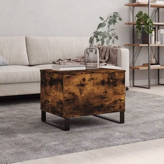 Berkfield Home Modern Smoked Oak Coffee Table in Brown, W/D/H: 60 x 44.5 x 45 cm