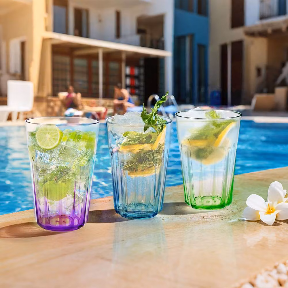Greentainer Set of 12 Multicolour Reusable Plastic Tumbler Drinking Glasses, 350ml – 3