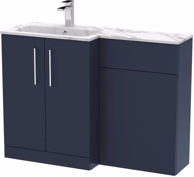 Balterley Bramshall 2 Door Left-Hand Combination Bathroom Unit in Blue and Stone, W: 110 cm