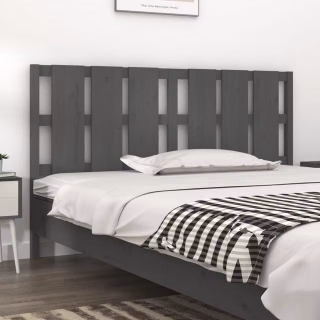 Berkfield Home Grey Rustic Solid Pine Wood Bed Headboard W: 165.5 cm, D: 4 cm, H: 100 cm – 1