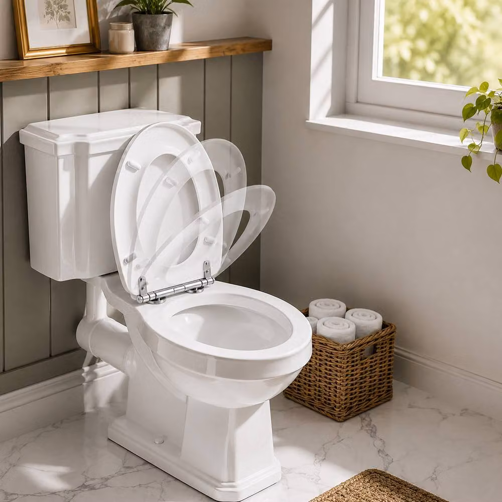 Marco Paul White Oval MDF Toilet Seat with Soft Close and Quick Release Function – 3
