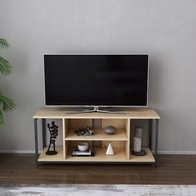 Rinaldo Modern TV Unit in Black and Brown, W/D/H: 120 x 51 x 51 cm